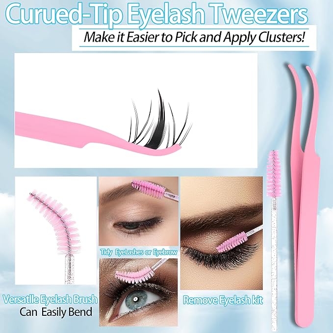 YIDUO Fairy Manga lashes Clusters with Bottom Lashes Clusters Kit Gift Packs 604Pcs 5-16mm Soft Extension False Eyelash D Curl Wispy Natural Wet-Look Lashes Extensions Combo Pack with Glue Removers