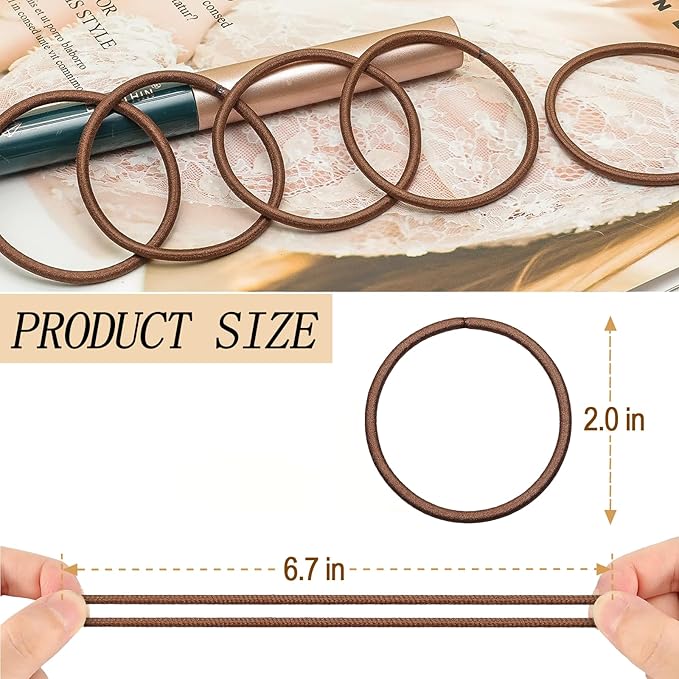 Brown Hair Ties, Ponytail Holders No Damage For Women, Elastic Hair Bands For Thin and Thick Hair (100 PCS)