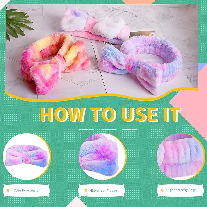 WSYUB Spa Headband and Wristband Set with Hair Scrunchies, Face Wash Headbands, Makeup Skincare Headband Wrist Bands for Washing Face