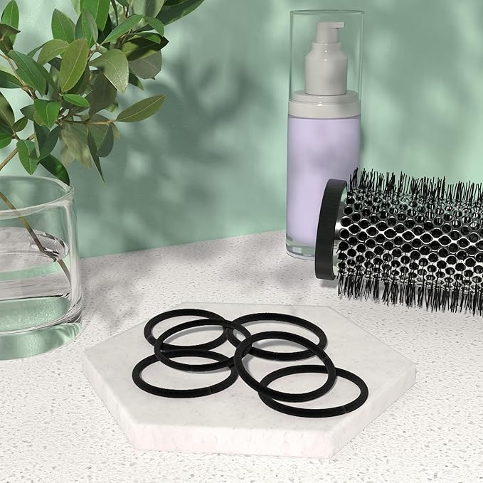 Amazon Basics No Damage Hair Elastics/Hair Ties - No Breakage, No Pain, No Pull, and No metal parts. Tangle-Free Hold for all hair types. Black, 32 Count, Ponytail Holders For All Hair Types.