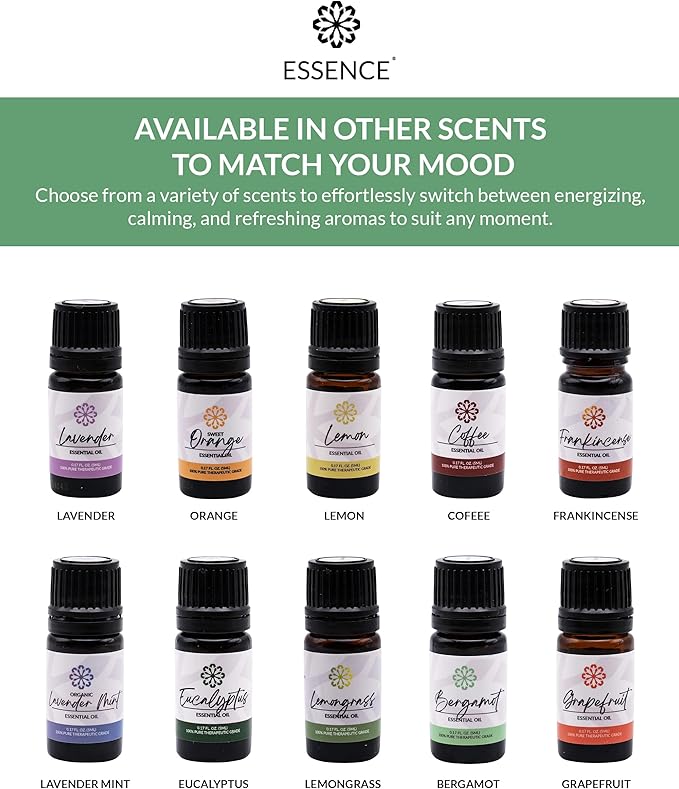 Essence Bergamot Essential Oil – Pure & Therapeutic Grade – Perfect for Aromatherapy, Diffusers & Recharging Essence Nasal Diffuser Rings – Natural Stress & Mood Support (5mL)