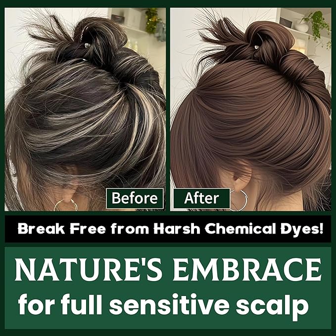 TWMINYUE Black Hair Dye Shampoo 6-in-1 Unisex Natural Herbal Formula, Hair Color Shampoo for Women&Man Long-Lasting Color for Grey Coverage Home & Salon (Dark Brown)