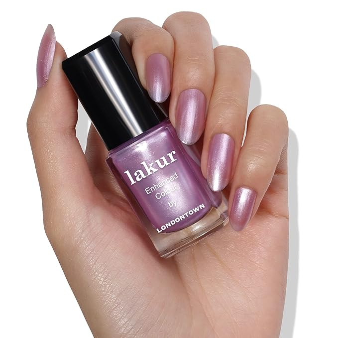 LONDONTOWN lakur Nail Polish - Chip-Resistant, Non-Toxic, Conditions & Hydrates Nails | Shimmery Glittery Purple, Amethyst on Ice, .40 fl oz