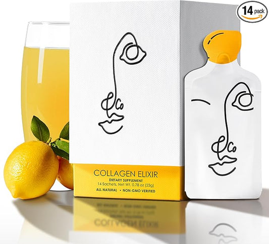 LEMON & CO. Liquid Collagen for Women | Collagen Water Mix with 5000mg Marine Collagen Peptides, Organic Lemons & Vitamin C | Daily Elixir for Skin, Nails, Hair, Gut | No Preservatives, No Sugar