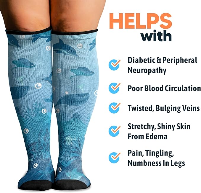 Viasox Compression Socks for Women and Men, Knee High Socks 12-15 mmhg Circulation Support for Flight, Travel, Daily