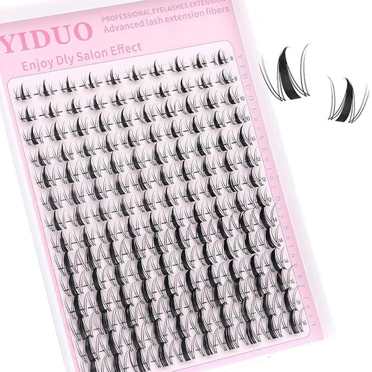 YIDUO Lashes Clusters Fairy Manga Eyelash Clusters 140pcs Wispy Natural Wet-Look Lashes Extension 8-18mm D Curl Widespan Cluster Eyelash Extensions DIY Individual Lashes with Soft Thin clear Lash Band