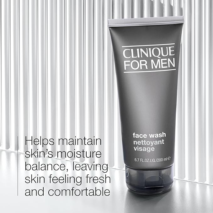 Clinique For Men Face Wash For Normal To Dry Skin Types | Mild Facial Cleanser | With Aloe Vera + Sucrose | Cleanses + Refreshes, 6.7 Fl Oz