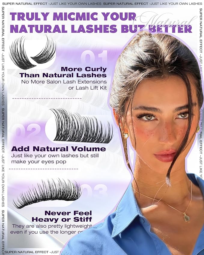 EYDEVRO Wispy Lash Clusters kit Eyelash Clusters Kit Natural Cluster Eyelash Extensions 10-16mm D Curl Cluster Lashes Salon-quality DIY Lash Extensions Kit at Home Lash Bond and Seal, Tweezers, Brush