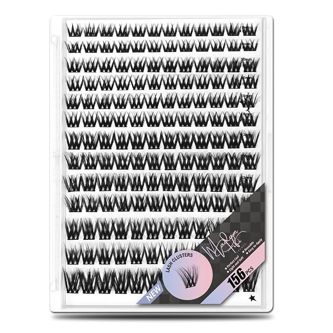 Madam Fifi Fluffy Lash Clusters, 156 Lightweight Clusters Individual lashes, 8-14mm Individual Lashes DIY Cluster Lashes Extension Soft Comfortable False Eyelashes (Wispy-Mixed)