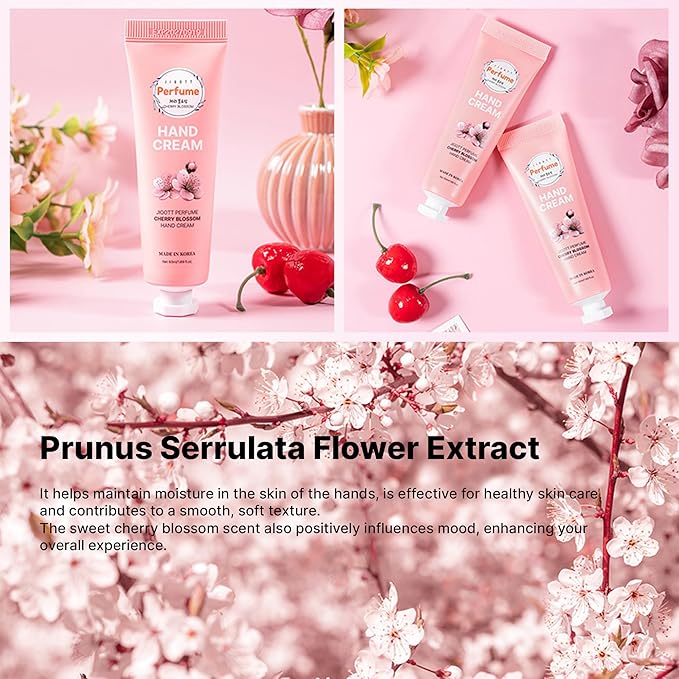 Perfume Hand Cream Gift Set for Women – 5 Scented Mini Lotions (Lavender, Citrus, Musk, Cherry Blossom, Freesia) – Moisturizing Non-Greasy Travel Size K-Beauty Hand Cream Set