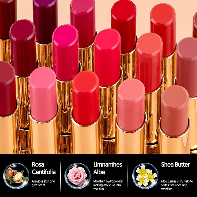 MAKI YIKA 3Pc Moisture Lipsticks for Women Pink Purple Berry Lipstick Hydrate Tinted Lip Balm for Dry Cracked Lips Glossy Lip Color, MA62/65/57