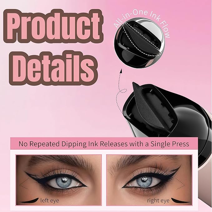 2 Pcs Gel Eyeliner Pencil Set, 2025 New Foldable Eyeliner Stamp for Perfect Wings, Waterproof Eyeliners Tool, Smudge Proof Eyeliners Pen for Beginners