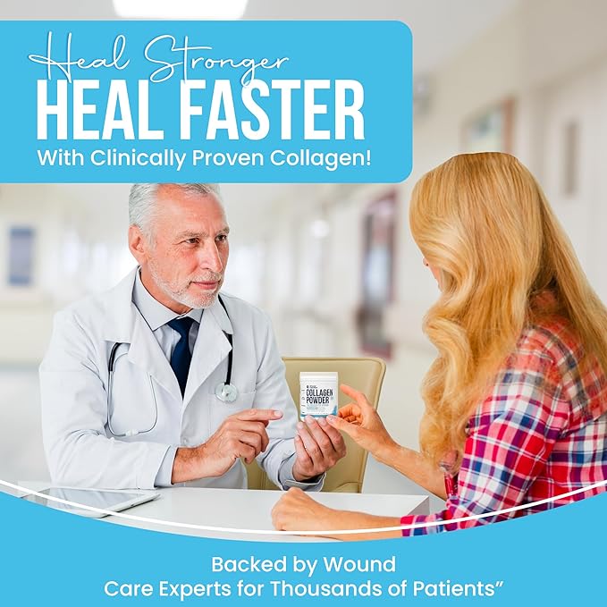 Wound Care Plus Collagen Peptides Powder Unflavored - Grass-Fed Hydrolyzed Collagen with 18g Protein - Supports Skin, Hair & Joint Health - Non-GMO, Keto Friendly
