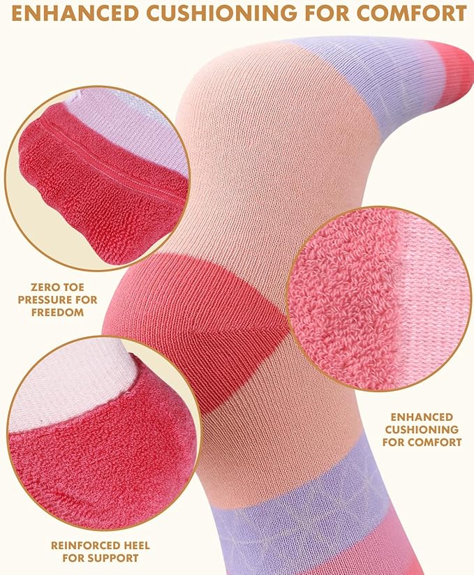 Lalapapa Thick Soft Cotton Compression Socks for Women Men 15-20mmHg Knee High Breathable Cotton Socks for All Day Comfort