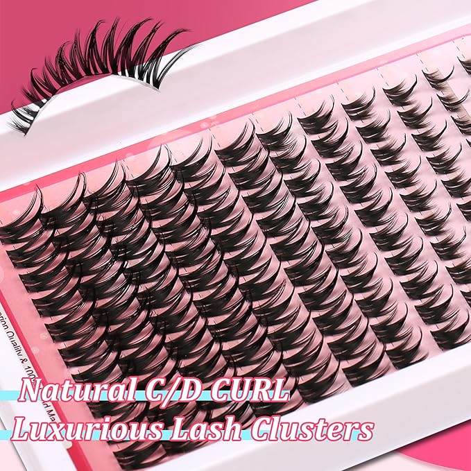 Lash Clusters 120PCS Eyelash Clusters Kit Volume Long 8-18mm C/D Curl Individual Lashes DIY Spiky Lash Extension Mega Cluster Eyelash Extensions Reusable for Beginners Lashes Thick