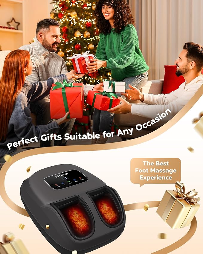 EaseZen Shiatsu Foot Massager Machine with Heat, Deep Kneading, 2025 Upgrade Electric Foot Massager for Plantar Fasciitis, Neuropathy, Fits up to Size 14
