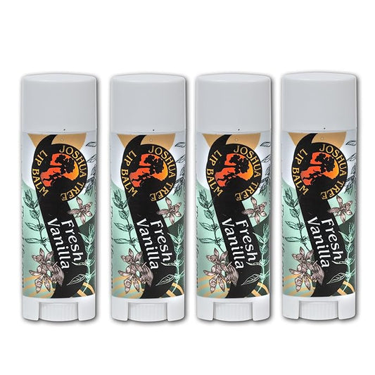 Joshua Tree Organic Lip Balm: 25 Flavor Varieties Made with Beeswax (4-pack, Fresh Vanilla)