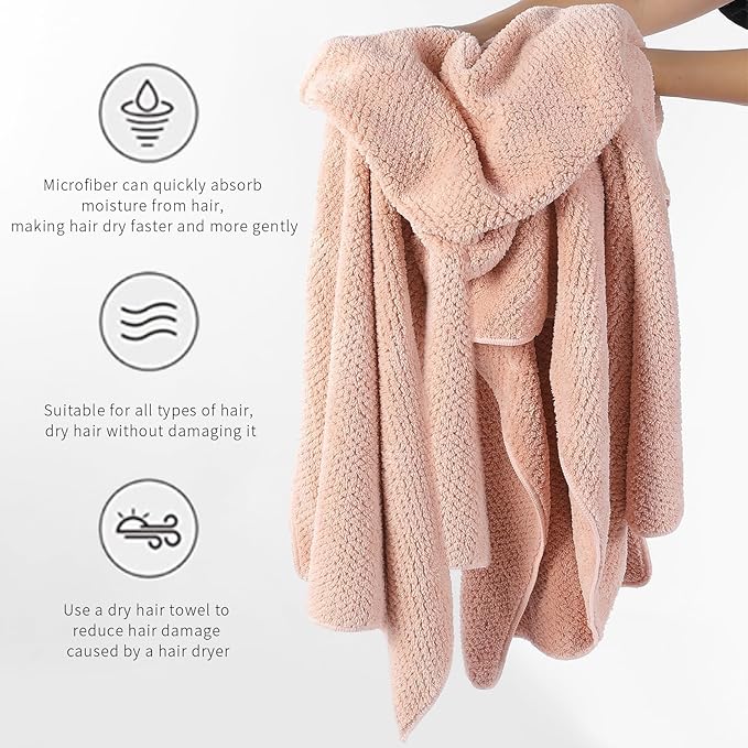 Laojbaba Microfiber Hair Towel Quick Dry Hair Towel Hair Drying Towels Suitable for All Kinds of Hair Ultra Absorbent Long and Thick Hair 24X48inch Blue (1pcs)