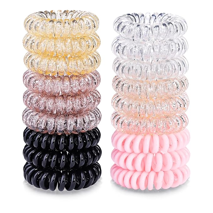 18pcs Spiral Hair Ties for Women – Hair Ties No Damage, Ponytail Holders for Thick and Thin Hair – Creaseless and Dent-Free Coil, Ideal Gifts for Women.
