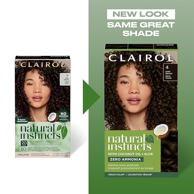 Clairol Natural Instincts Demi-Permanent Hair Dye, 6W Light Warm Brown Hair Color, Pack of 1