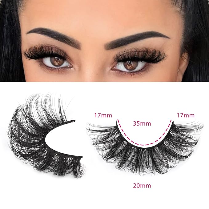 Focipeysa Lashes Mink Fluffy Wispy False Eyelashes 20mm Dramatic Faux Mink Eyelashes D Curl Long Fake Lashes Pack Look Like Extension