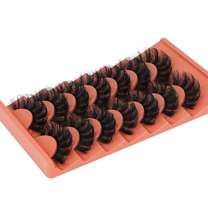 Mink Lashes Fluffy False Eyelashes 20-22mm Dramatic Volume Eyelash Full Eye Lashes 8D D Curly Fake Eyelashes 7 Pairs Faux Mink Lashes Multipack by TOOCHUNAG