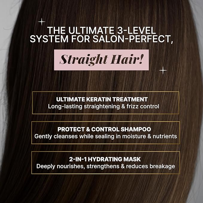 Keratin Hair Treatment, KERATIN + SHAMPOO + HAIR MASK KIT, Keratina para alisar el pelo, SIN FORMOL, Hair Relaxer, Tratamiento para Cabello Seco y Maltratado, Botox Capilar