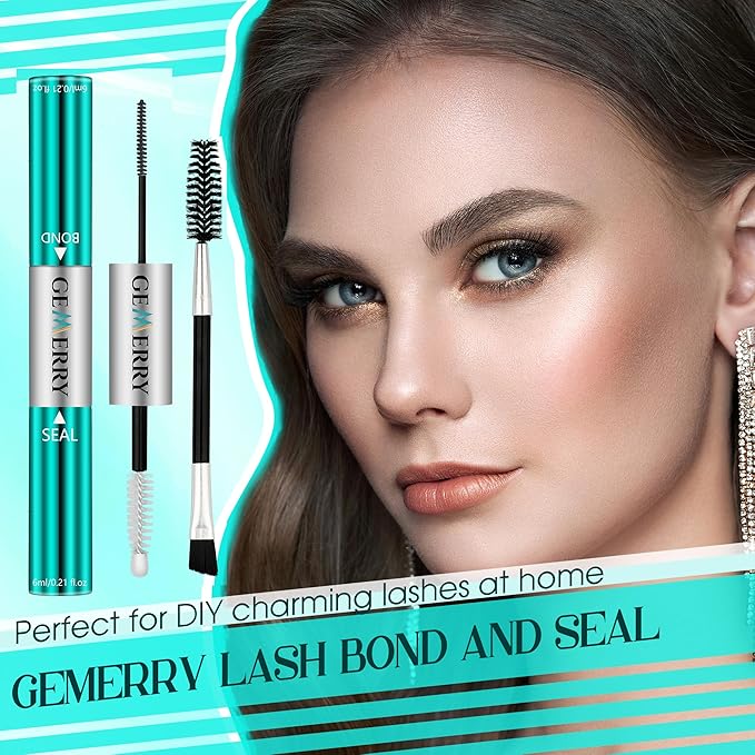 GEMERRY Lash Bond and Seal Waterproof 12ml Lash Glue for Lash Clusters Strong Hold for 72-96 Hours Lash Cluster Glue Mascara Eyelash Glue for Self Use at Home