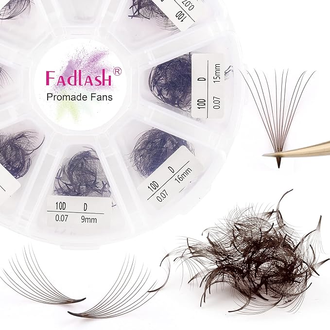 Colored Lash Extensions 10D 1000pcs Premade Fans Eyelash Extensions Brown Lash Fans Volume Mix (7D-16mm)