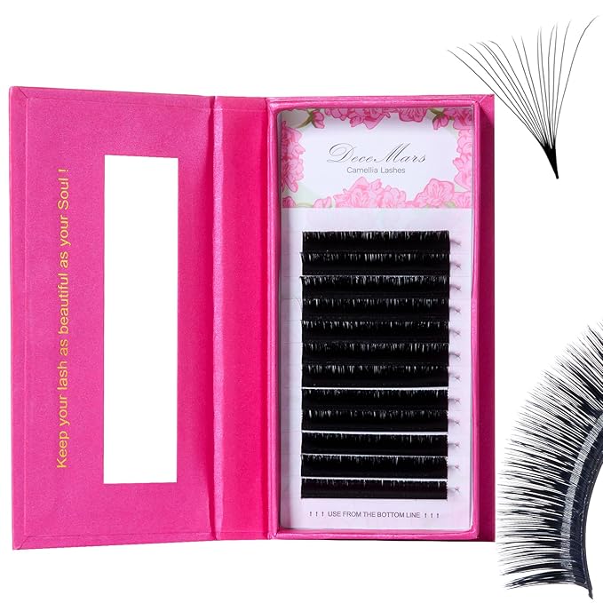 DeceMars Automatic Rapid Blooming Eyelash Extensions Self Fanning Easy Fans 1 Second Flowering Fake Lashes 2D~10D Russian Volume Eyelashes Matte Black-0.05mm-dd-16mm