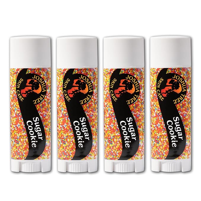 Joshua Tree Organic Lip Balm: 25 Flavor Varieties Made with Beeswax (4-pack, Sugar Cookie)