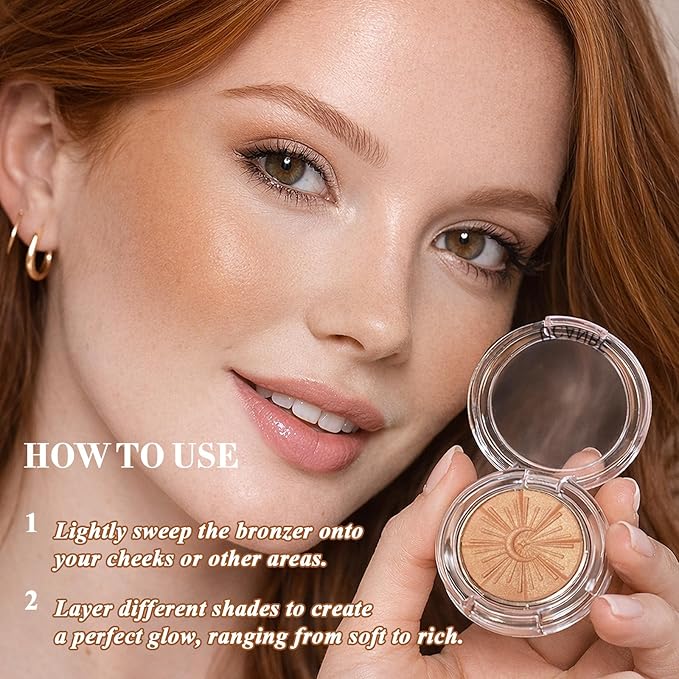 UCANBE Baked Luminous Bronzer Skin Enhancer, Buildable Powder Bronzer, 2-in-1 Highlight and Contour, Ultra-Fine Smooth Formula, Long-Lasting Natural Sunkissed Glow - 03 Rich Cocoa (Deep Bronze)