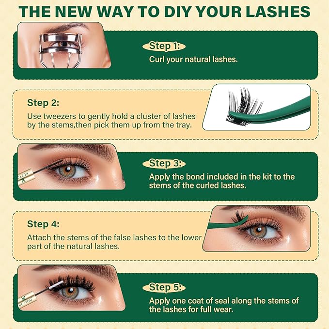 KEYYOU LASH Manga Lash Clusters 8-18mm Fairy Eyelash Clusters Natural DIY Lash Extension Wispy with Soft Thin Band(MG01-8-18)