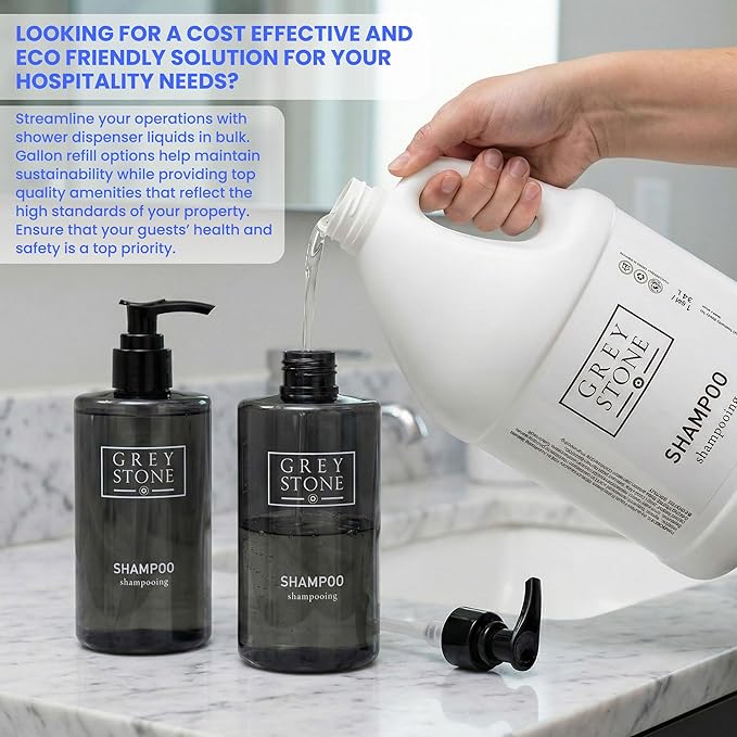 LodgMate Grey Stone Shampoo | 2 Gallons | For Hotel & Vacation Rentals to Refill Shower Dispensers (256 fl oz)