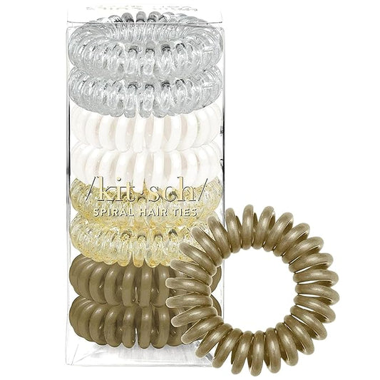 Kitsch Spiral Hair Ties for Women - Creaseless and Dent-free Coil Hair Ties | No Damage, Phone Cord Coils | Made of Flexible and Durable Plastic | Ideal Gifts for Women | 8pcs (Blonde)