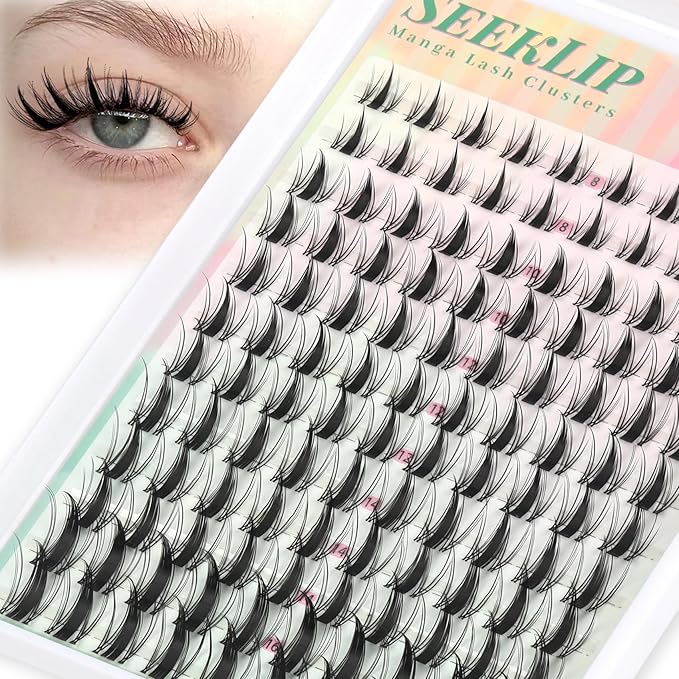 Lash Clusters Manga Fairy C Curl Deer Eyelash Clusters Natural Spiky Cluster Eyelash Extensions 120PCS 8-16MM Mixed Clear Band Doe Eyed Anime Wispy Lashes Cluster (Breath)