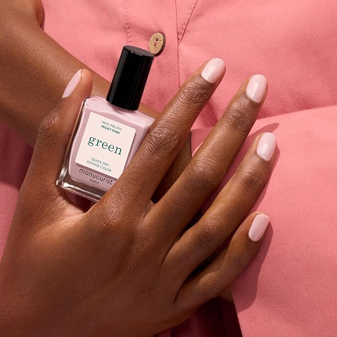Manucurist Green Nail Polish Milky Pink - Dusty Pink Nail Polish - 9-Free, Plant-Based and Vegan - Manicure - Made in France - Valentines Day Gifts for Women - Gifts for Her - 0.5 fl oz