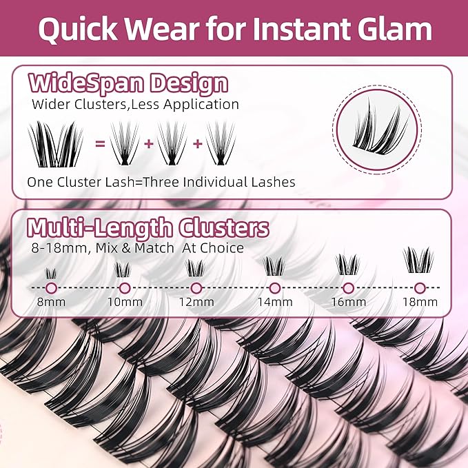 Dramatic Volume Lash Clusters, 0.05mm Thin Band 10-16mm C Curl, Compact Travel Pack, Budget-Friendly for Beginners, FayJoo BOLDEE 11 Lite