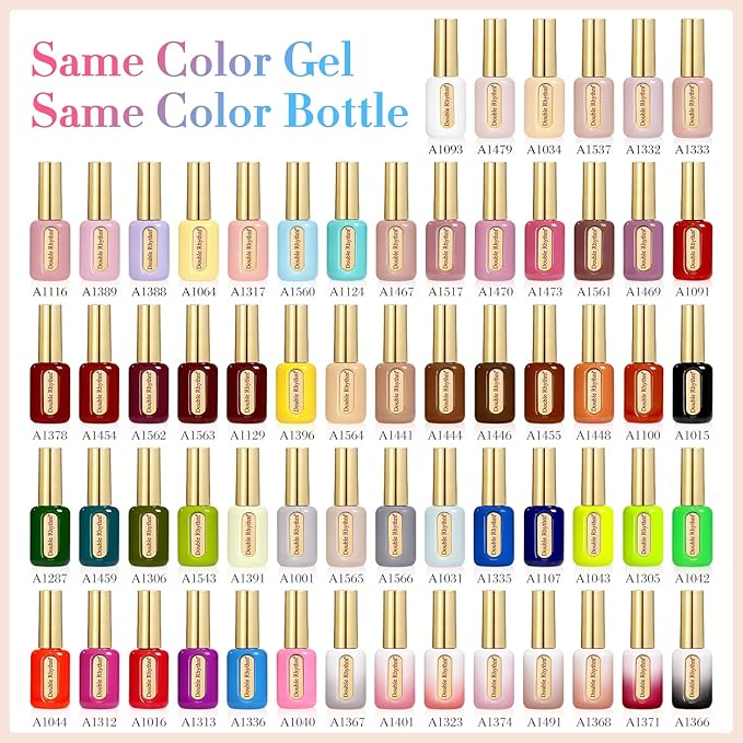 Double Rhythm 0.50 OZ Gel Polish Hema Free Same Color Same Bottle Golden Round Translucent Neutral Natural Milky 15 ML Jelly UV Polish Art DIY at Home (Nude Pink-C1491)