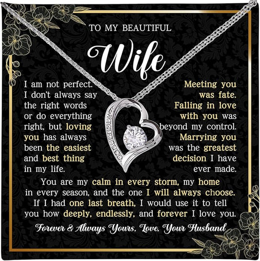 Mapileng To My Wife – Love Knot Necklace from Husband with Heartfelt Message Card & Elegant Luxury Gift Box, A Meaningful Romantic Jewelry Gift for Anniversary, Birthday, Wedding, Christmas