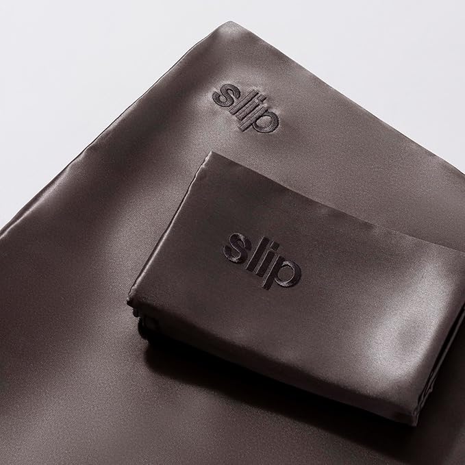 slip The Original Queen Pure Silk Pillow Case - 100% Pure 22 Momme Mulberry Silk - Queen Size Standard Pillow Case - Anti-Aging, Anti-BedHead, Anti-Sleep Crease, Charcoal (20" x 30")