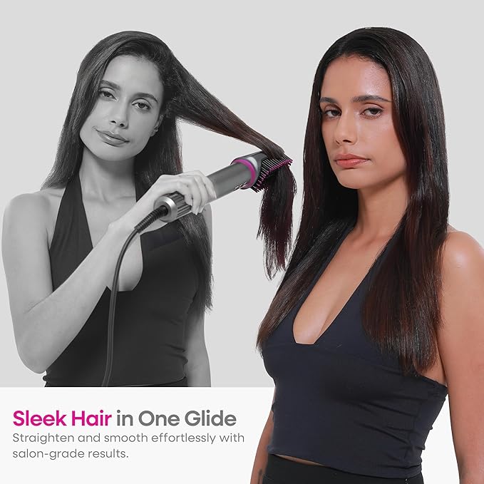 okaydeer 7 in One Hair Dryer with Auto Wrap Curlers, Negative Ionic, No Heat Damage, Blow Dryer Brush, Fast Drying & Frizz-Free Styling, Hot Air Styler, Straightener&Volumizing Brush with Storage Bag