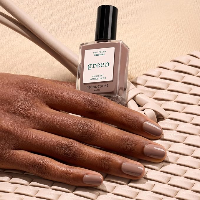 Manucurist Green Nail Polish Freckles- Light Brown Nail Polish - 9-Free, Plant-Based and Vegan - Manicure - Made in France - 0.5 fl oz