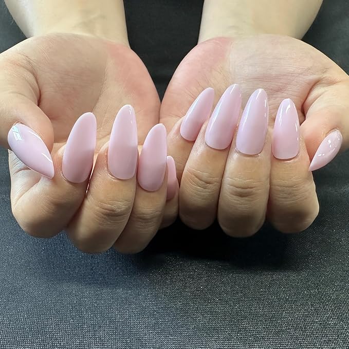 JONKASIPA Medium Almond Pressed Gel Manicure - Soft Purple Pressed Gel Manicure, Artificial Nails for Women, Reusable, Available in 12 Sizes, Includes 24 Pcs Patch Manicure Set