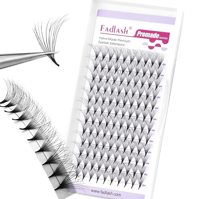 FADLASH Premade Lash Fans Double Layers Fluffy Premade Fans Eyelash Extensions 0.07 Thickness D Curl 10D Volume Lashes Premade Easy Fan Lashes (10D-0.07-D, 14mm)