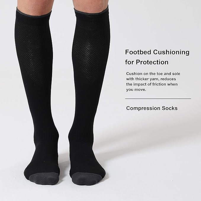 CelerSport 3 Pairs Compression Socks for Men and Women 20-30 mmHg Running Support Socks