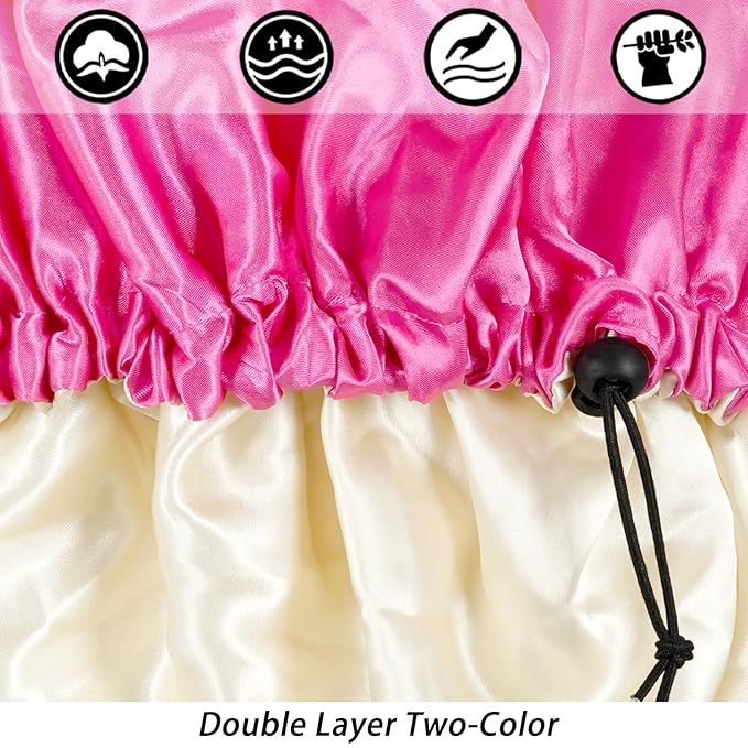 Satin Silk Bonnet for Curly Hair Bonnet Braid Bonnet for Sleeping Bonnets for Women Large Double-Layer Adjustable