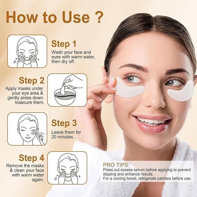 LAVONE Eye Mask - 30 Pairs Snail Under Eye Patches Skin Care Products - Eye Masks Skincare for Dark Circles and Puffiness, Reduce Wrinkles, Eye Bags and Fine Lines, for Women and Man