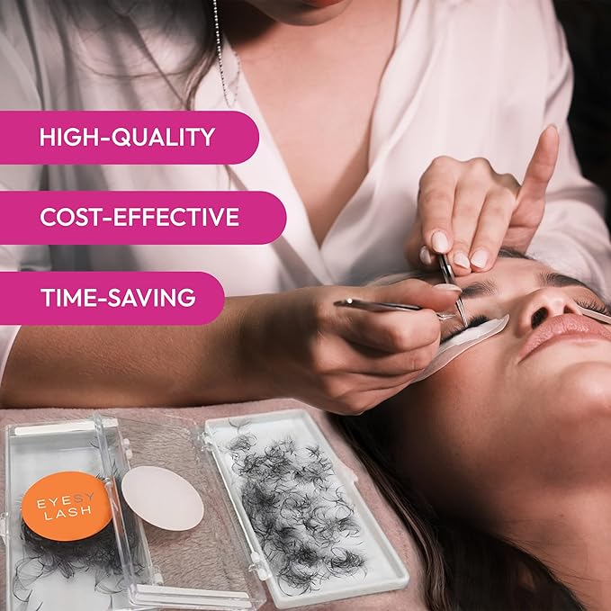 Eyesy Lash 500 Promade Fans - Volume Premade Lash Fans for Eyelash Extensions Pointy Base Handmade Loose Pre Made Eyelashes Middle Stem Soft and Lightweight (5D 0.05 CC 9mm)