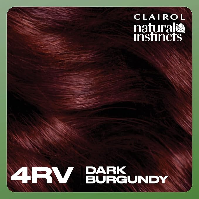 Clairol Natural Instincts Demi-Permanent Hair Dye, 4RV Dark Burgundy Hair Color, Pack of 3